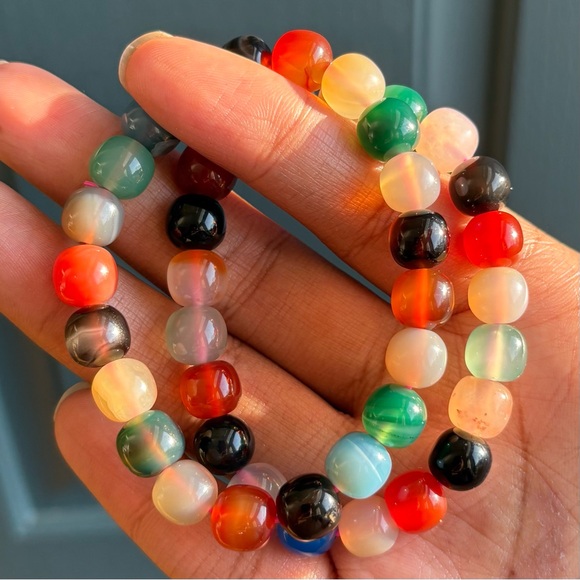 Rainbow Agate Old Mine Rondelle Crystal Bracelet 9.5mm - Picture 3 of 11